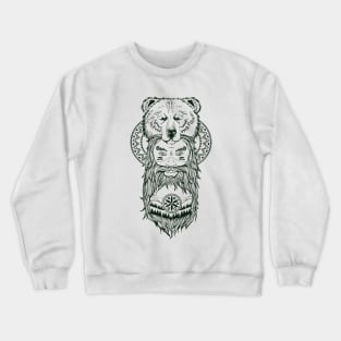 bear totem and bearded man with mandala Crewneck Sweatshirt